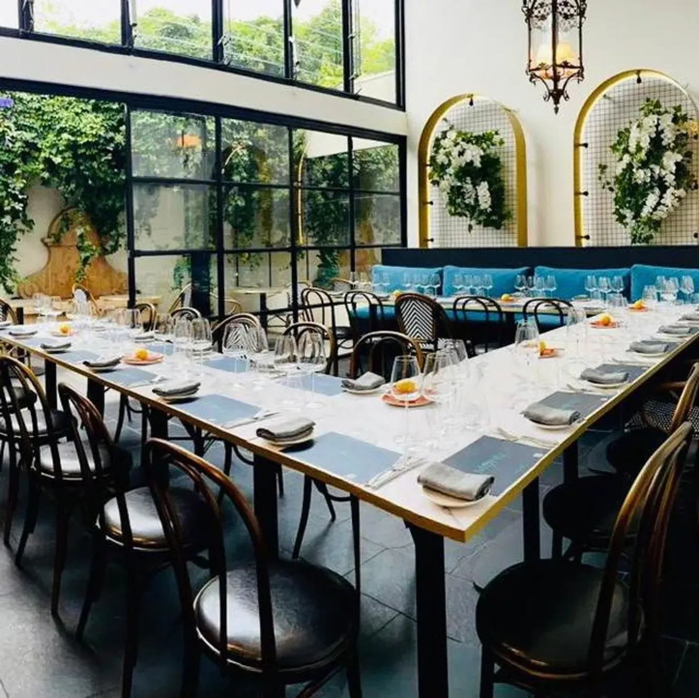 Elegant dining room interior at Vesper Bistro & Bar in Melbourne, with tables set
