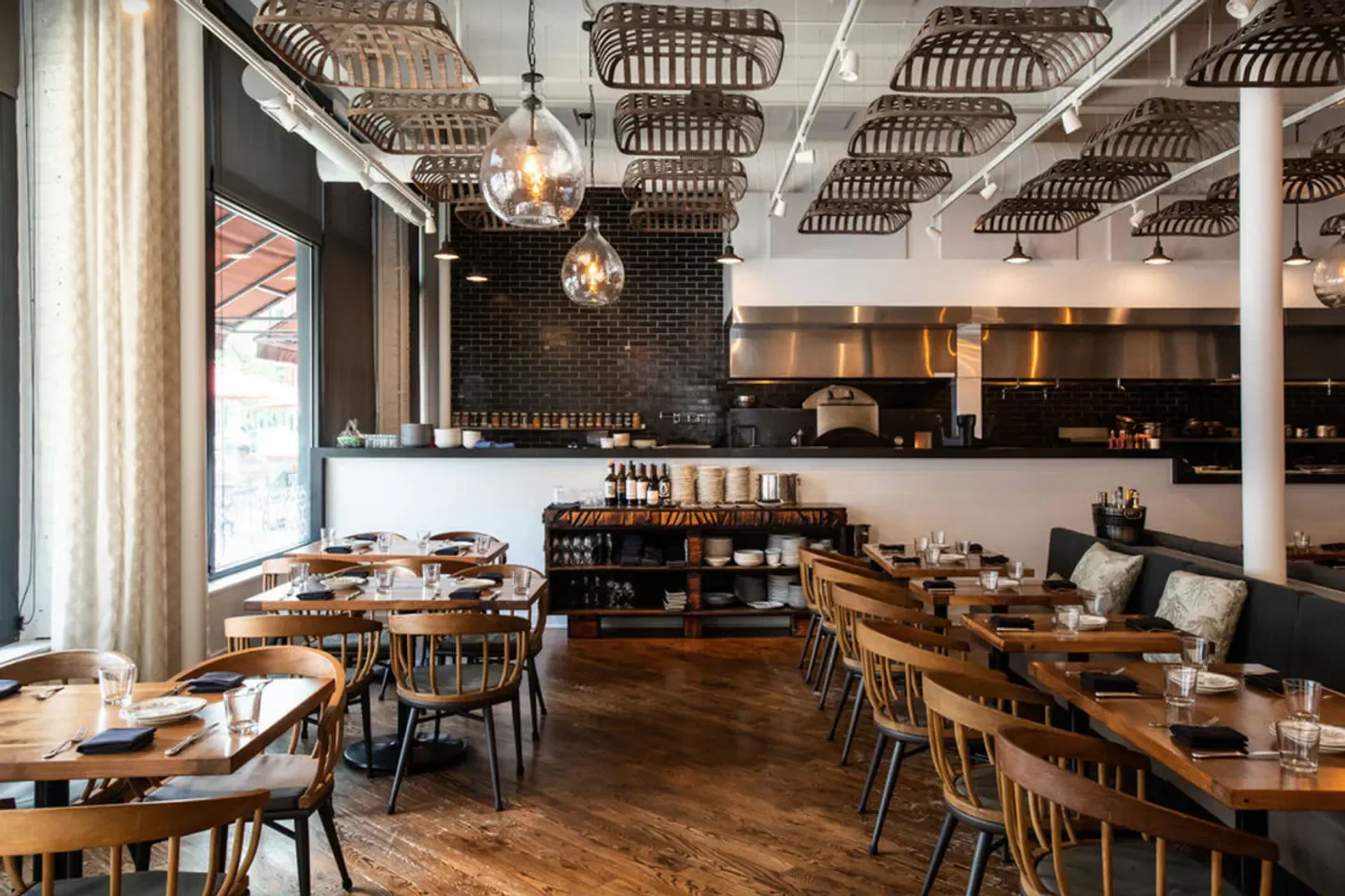 Interior of Virtue Restaurant in Chicago, showcasing a warm and inviting dining space