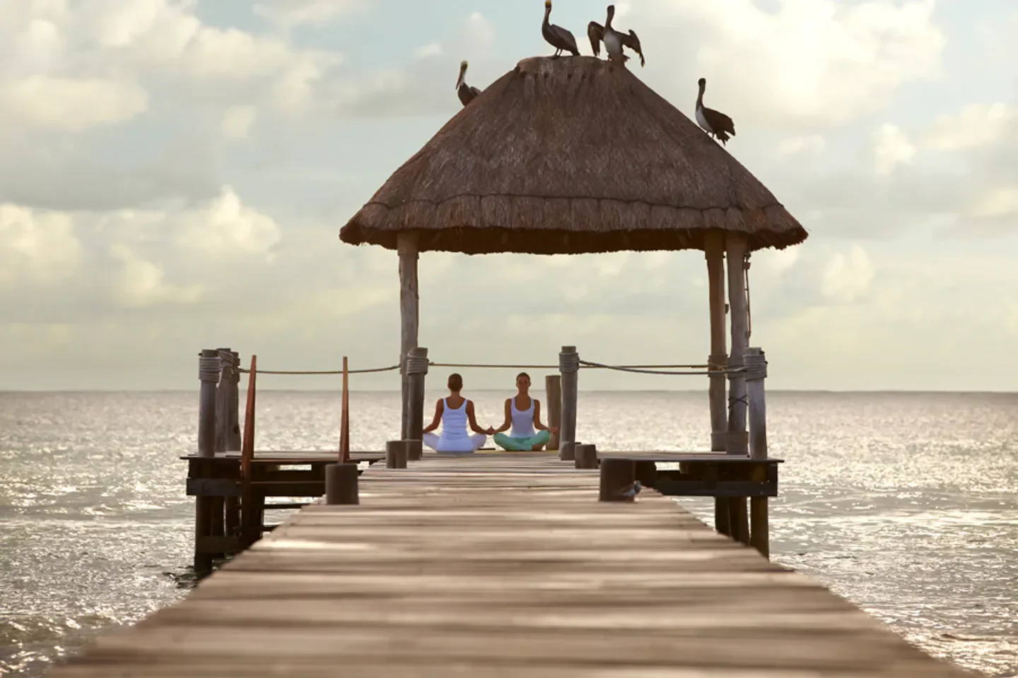 Wayak, the Spa at Viceroy Riviera Maya: Yoga session on pier in Riviera Maya