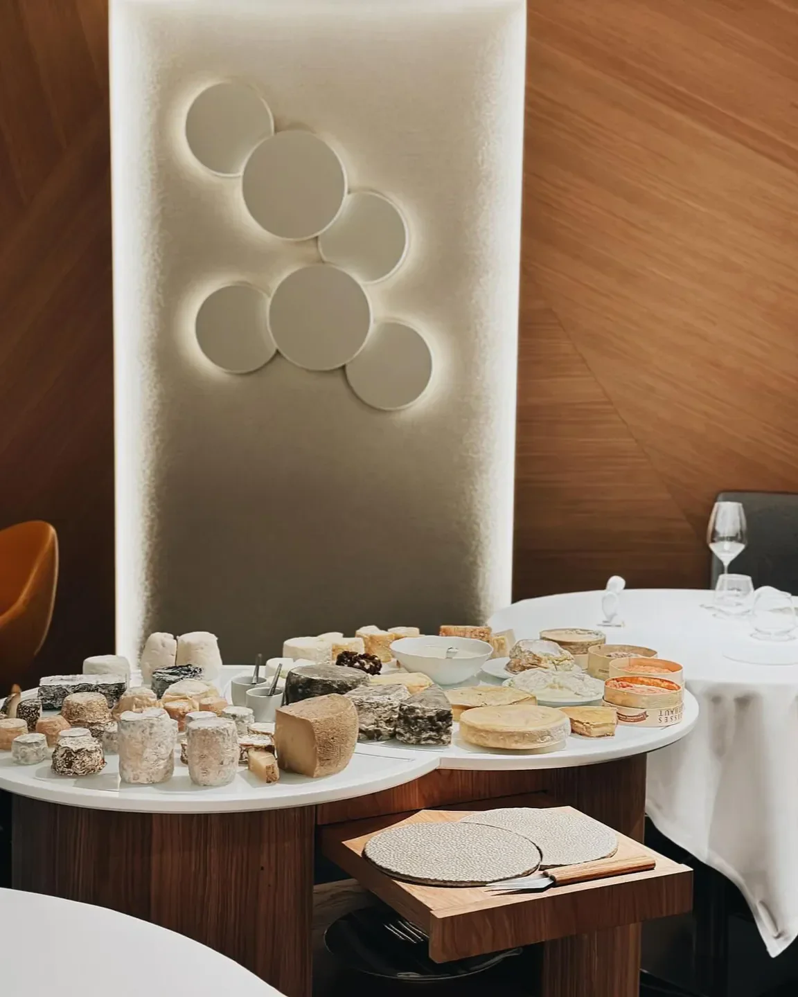 Cheese selection at William Frachot restaurant in Bourgogne, France, elegant dining.