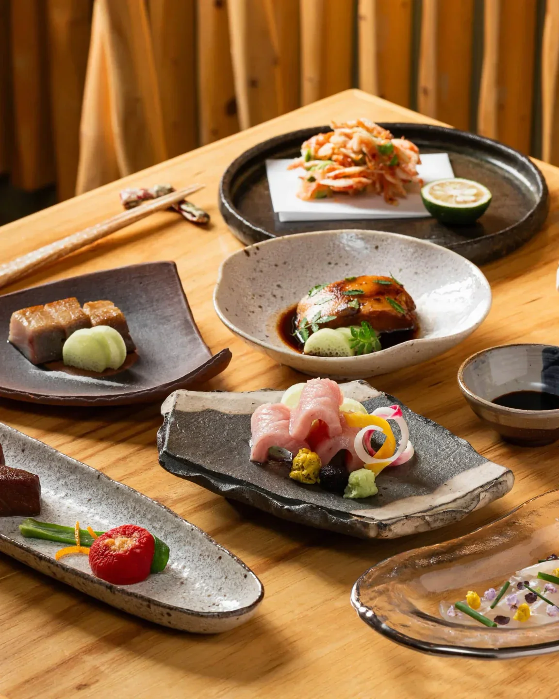 Delectable dishes at Yukashi restaurant in Toronto, showcasing Japanese cuisine with artistic presentation.
