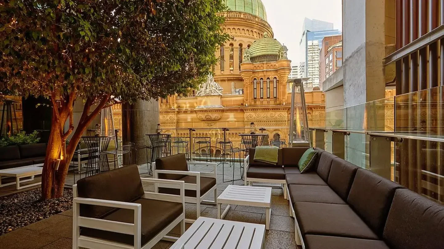 Zeta Bar in Sydney with a stylish outdoor seating area and city views.
